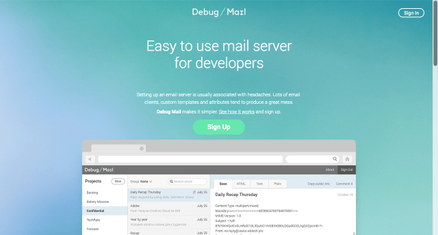 メール送信の開発・デバッグ用に使えるSaaS debugmail.io